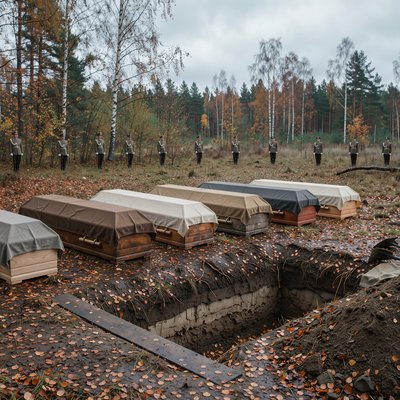 В Колюбакино с воинскими почестями перезахоронили семерых бойцов Красной Армии
