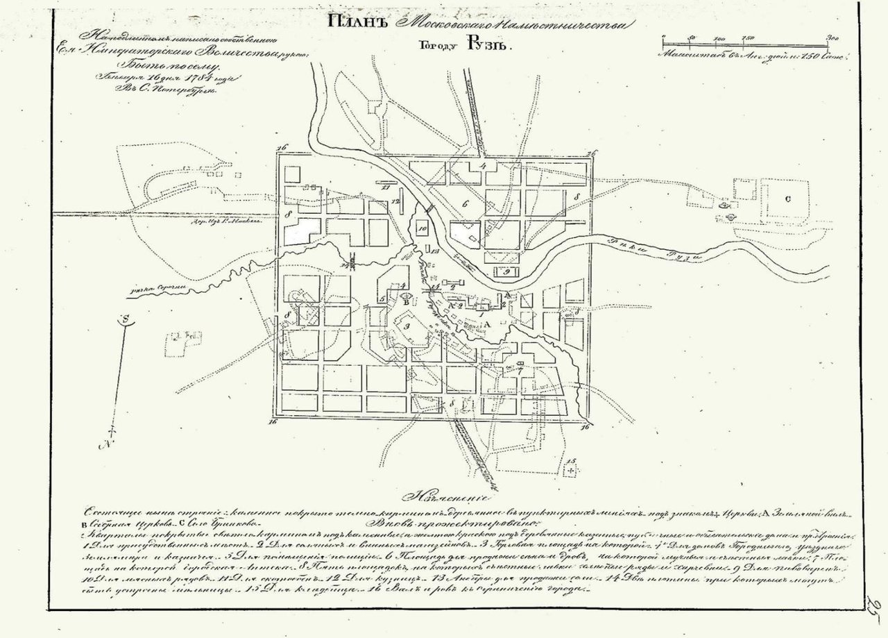 План Московского наместничества городу Рузе, утверждённый Екатериной II в 1784 году